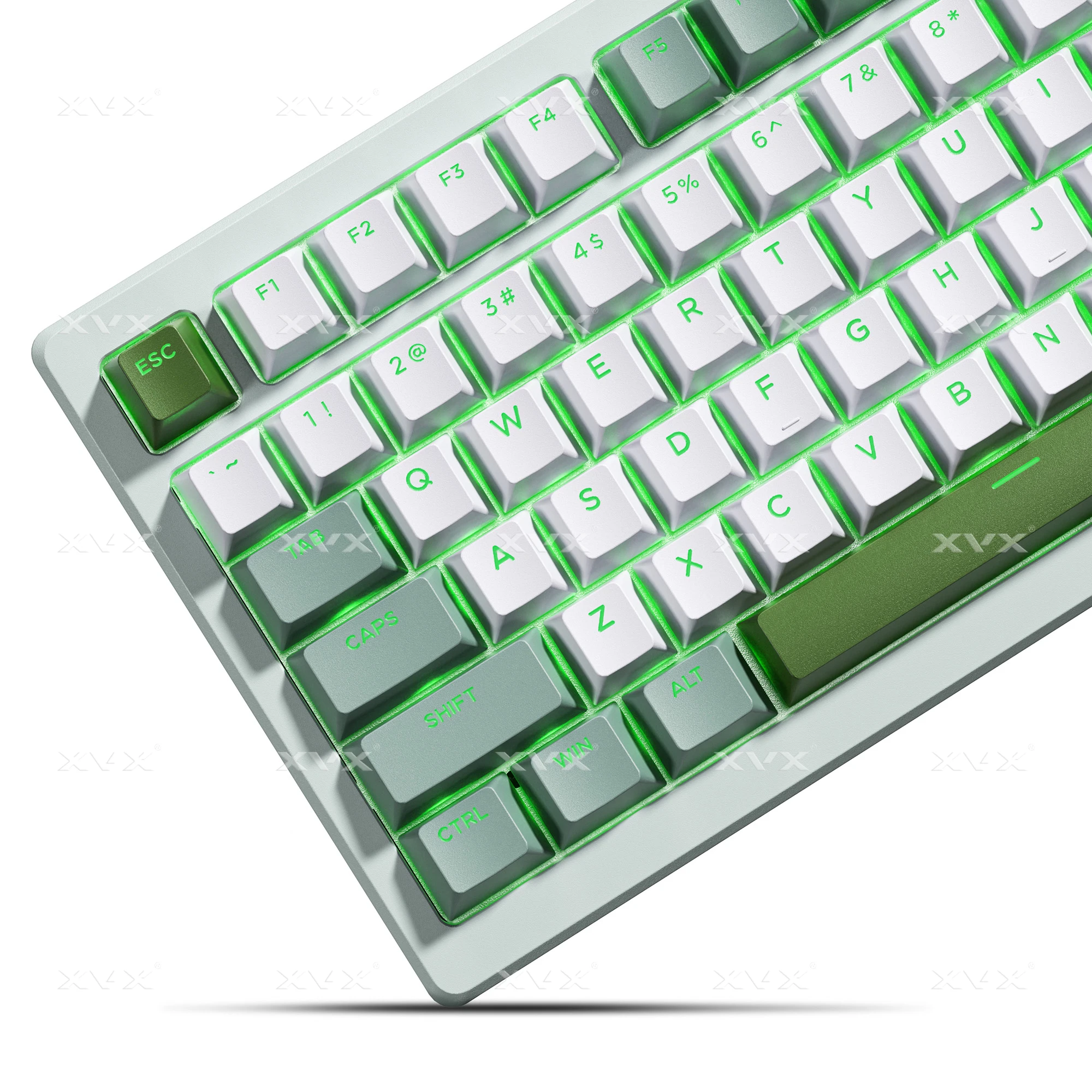 XVX PBT Doble disparo Brillo verde a través de teclas Perfil de cereza Juego de teclas de tamaño completo 133 teclas - imagen 2