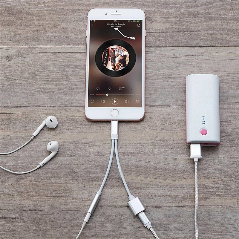 Cable auxiliar para auriculares, iluminación 2 en 1 a conector de 3,5mm y adaptador divisor de carga para convertidores IPhone 14 12 13 11 Pro Max Mini XS - imagen 5