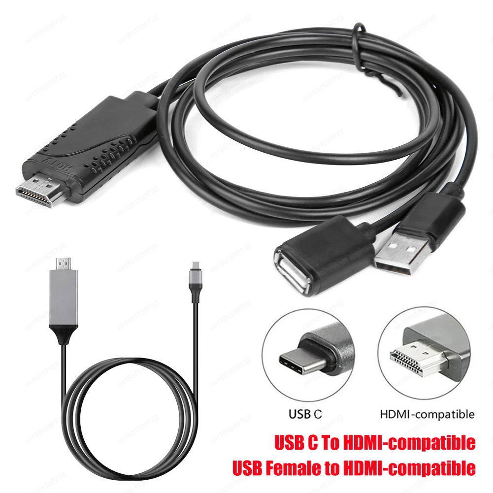 USB Female to HDMI-compatible Male 1080P HDTV TV Digital AV Adapter Cable Wire Cord - imagen 2