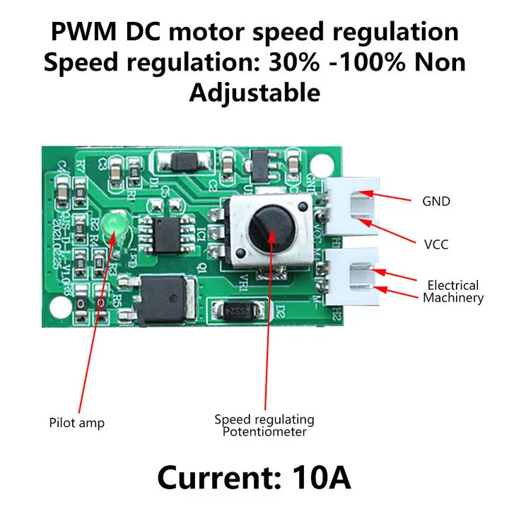 Placa de control de velocidad del motor PWM DC7-12V, regulador de velocidad continuo del motor de CC de alta potencia, 10A - imagen 2