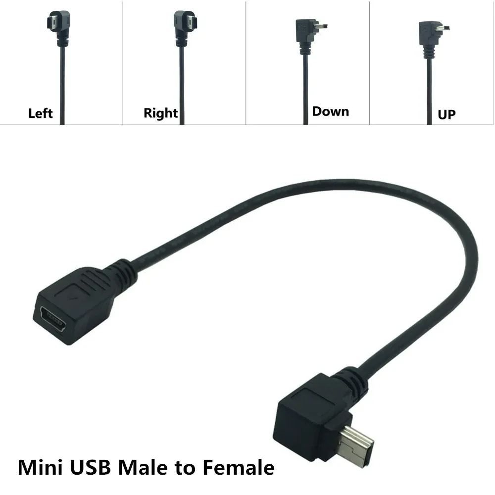 Cable adaptador de luz 25cm Mini USB B 5pin macho a hembra 90 grados arriba abajo izquierda ángulo recto Cable de extensión adaptador - imagen 2