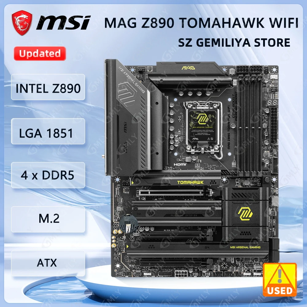 Placa base MSI MAG Z890 TOMAHAWK WIFI INTEL Z890 LGA 1851 DDR5 256GB 4x M.2 ATX compatible con CPU Ultra 5 U5-245T U5-225 U7-265