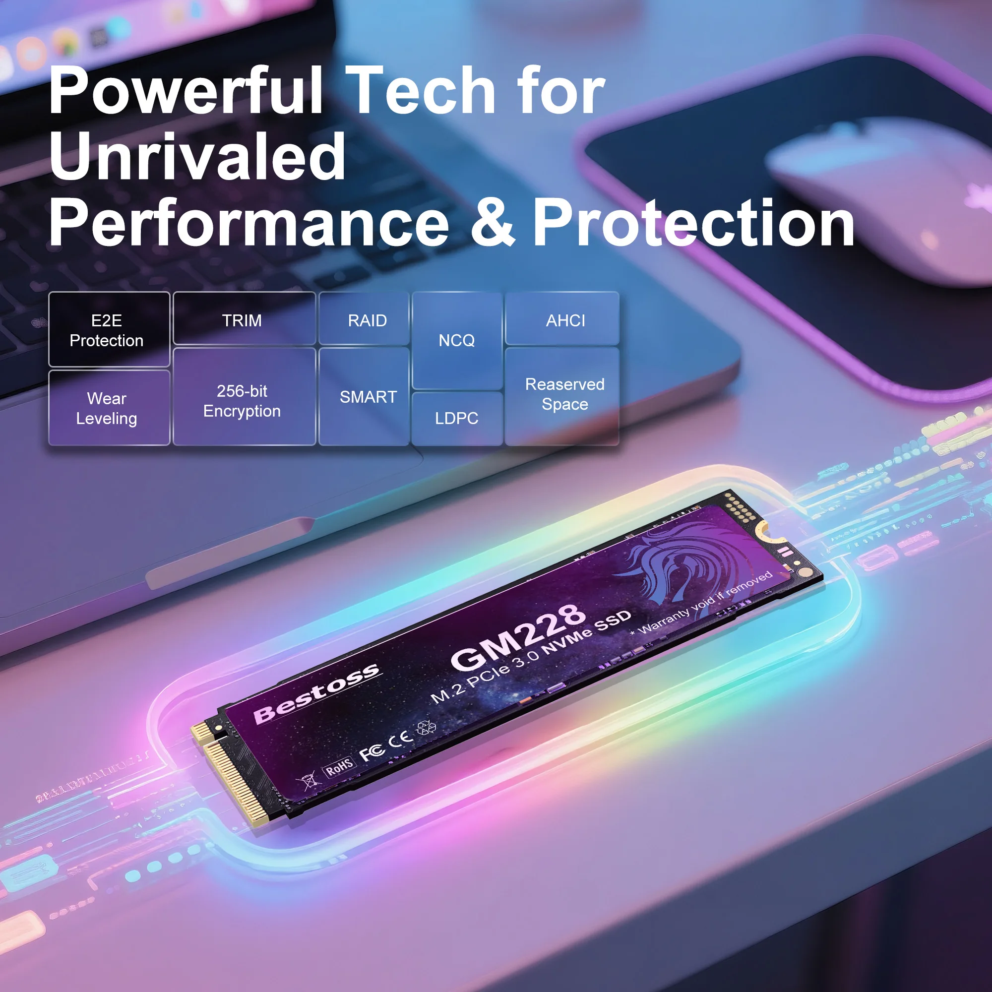 Bestoss PCIe 3,0 NVMe M.2 2280 interfaz SSD 128GB 256G 512GB 1TB 2TB Gen3 unidades de estado sólido para PC portátil - imagen 2