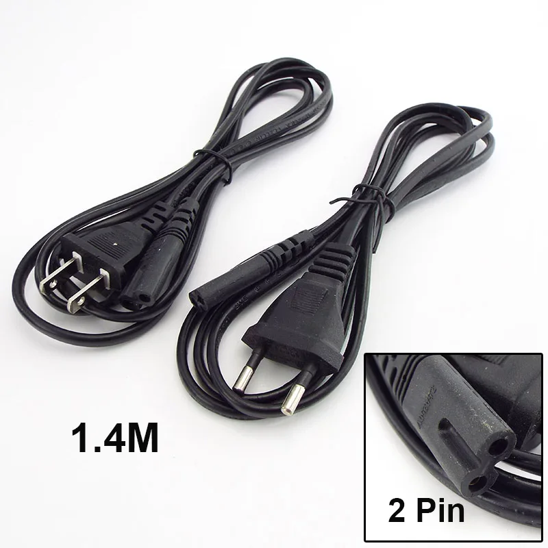 Conector de Cable de plomo de 2 puntas, adaptador de corriente de CA, Cable de extensión N6, enchufe de Cable de línea eléctrica de 1,4 M, 2 pies