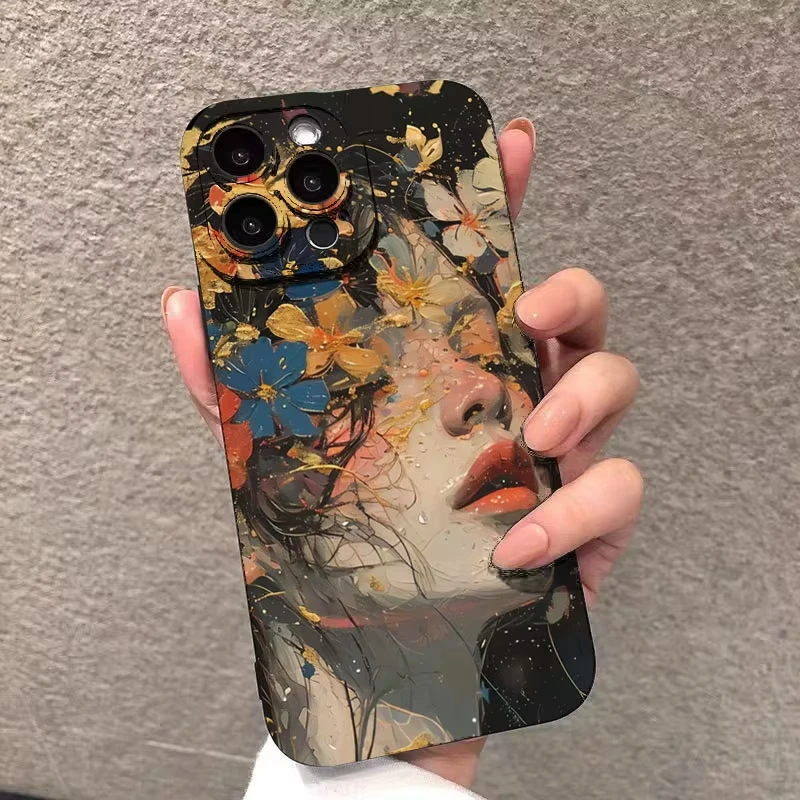 Funda para iPhone 17 fundas iPhone 16 Pro Max funda creativa de teléfono con flores para iPhone 11 14 13 12 15 Plus 17 Air 16e