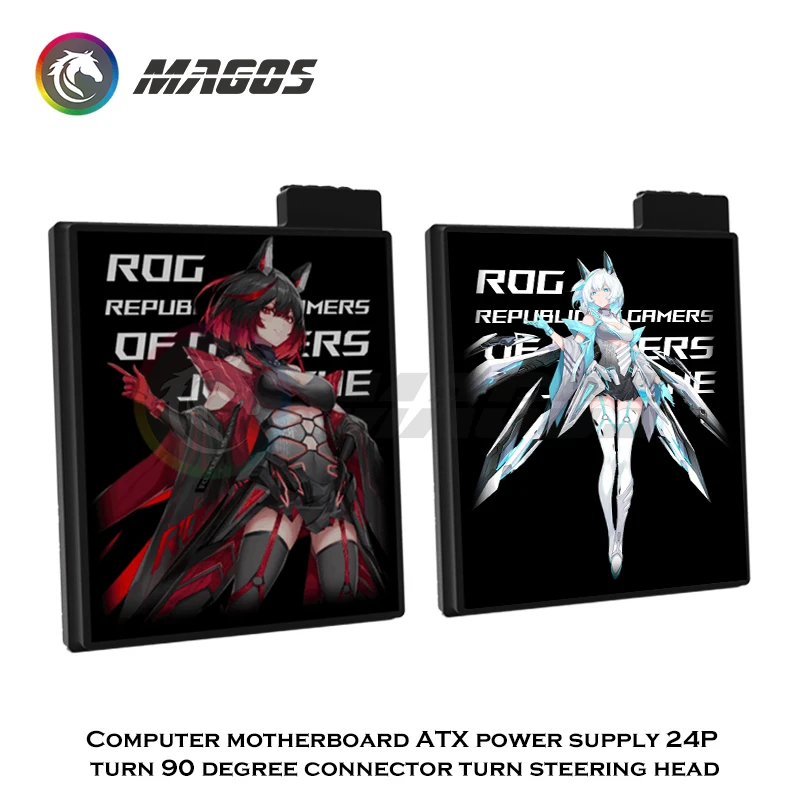 Computadora ATX PSU Adaptador de 24 pines Conector en ángulo recto Gestión de cableado 5V ARGB SYNC Logotipo personalizado 18 diseños - imagen 4
