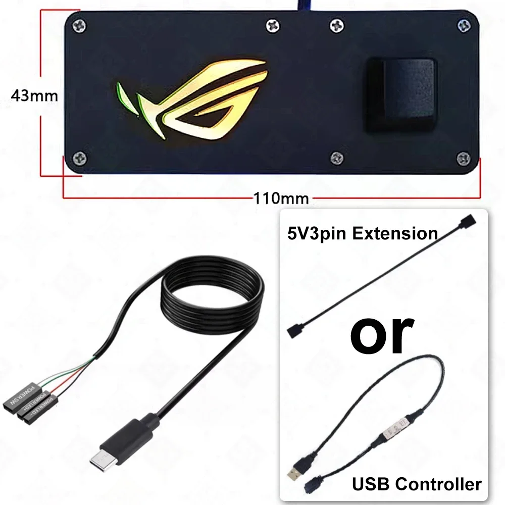 ICYMOD ARGB PC Gaming Botón de inicio externo ROG 5V3pin AURA SYNC Botón de inicio para placa base de CPU con terminales DuPont - imagen 2