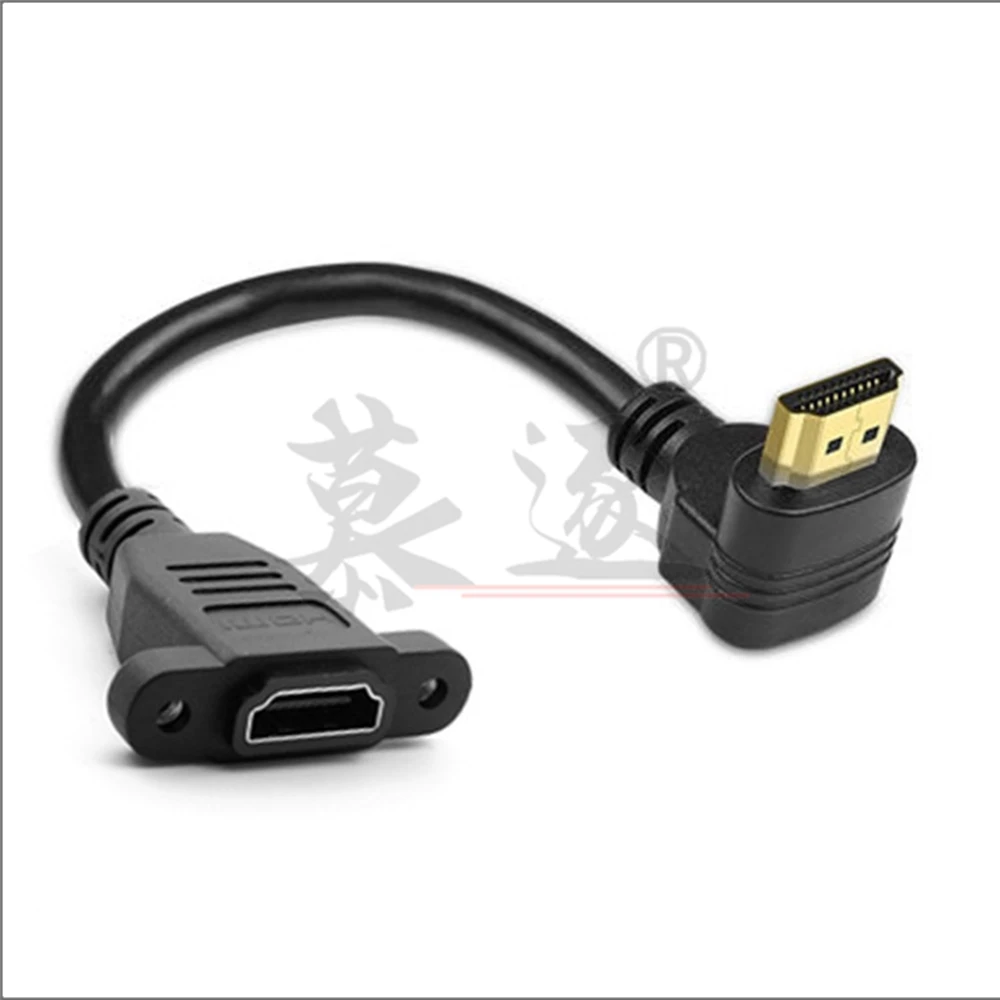 Cable HD 2,0 de ángulo recto derecho izquierdo arriba abajo HD v2.0 montaje en panel macho a hembra con tornillo 4K * 2k 60Hz cable de extensión HD 15CM - imagen 3