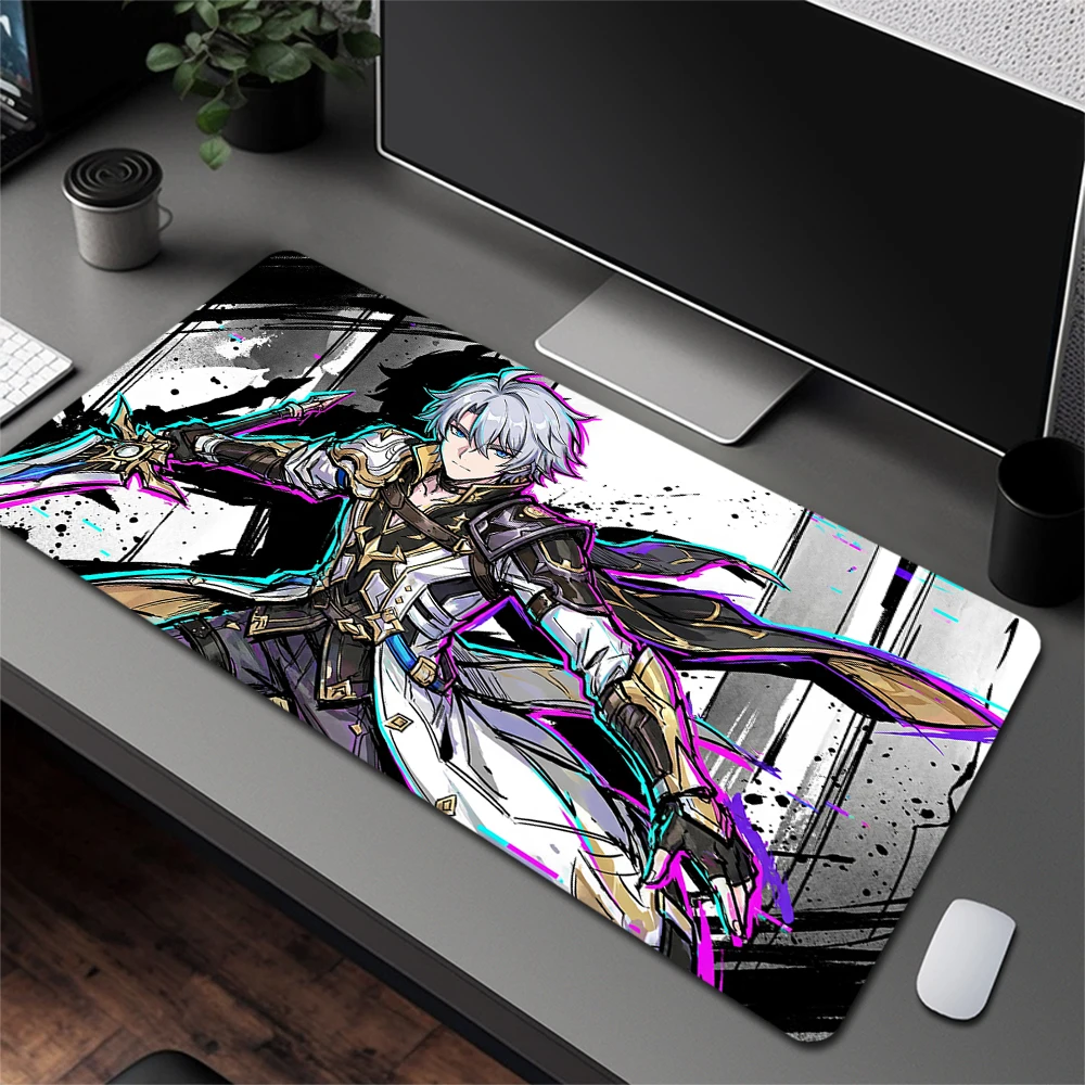 Genshin-alfombrilla de ratón para juegos Kaedehara Kazuha, alfombrilla de ratón profesional Premium con borde de bloqueo para ordenador, alfombrilla de escritorio de goma grande - imagen 5