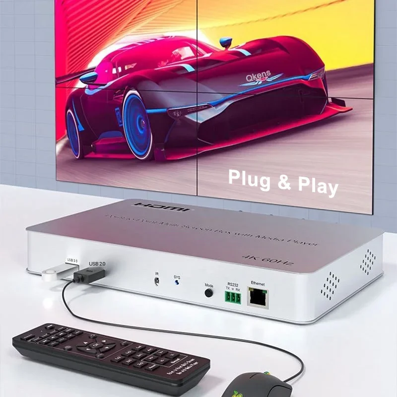 Controlador de pared de vídeo HDMI 4K 60hz 1x2 1x3 1x4 2x2 punto a punto caja multipantalla con reproductor multimedia TV empalme procesador empalmador - imagen 4
