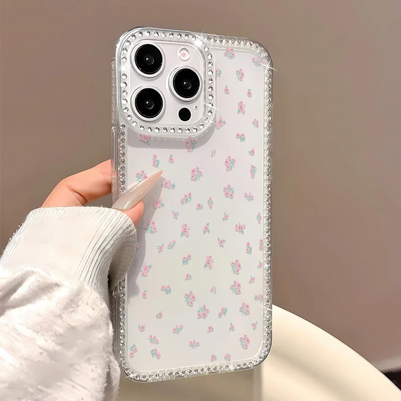 Funda de teléfono con flor de tulipán para iPhone 14 17 Pro 11 13 15 12 16 Pro Max 17 Air a prueba de golpes de lujo con purpurina transparente - imagen 2