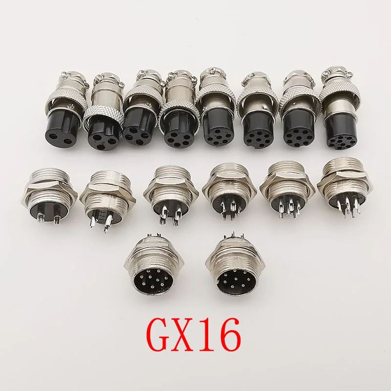 Conectores GX16 de 2/3/4/5/6/7/8 pines macho/hembra, Cable de Butting, enchufe Circular de aviación, Conector de Panel
