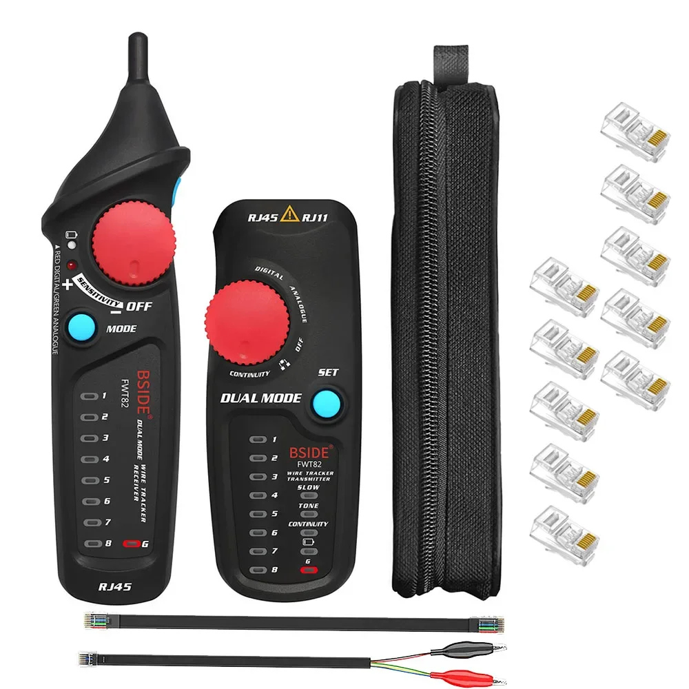 Rastreador de Cable de red FWT82, tóner de Cable de modo Dual, RJ45, RJ11, Ethernet, LAN, analizador, Detector, buscador de línea