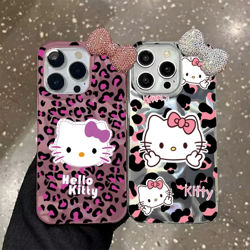 Funda de leopardo con lazo de Hello kitty 3D para OPPO Reno 14 14F 13 12 FS 13F 12F 11F 11 10 Pro 5G 7 4G 6 5 Find X3 Lite cubierta de teléfono de PC - imagen 2