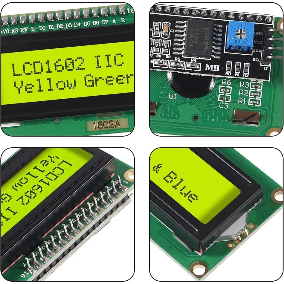 Módulo LCD LCD1602 1602, pantalla azul/verde, pantalla LCD de 16x2 caracteres con módulo adaptador de interfaz serie IIC I2C para Arduino - imagen 4