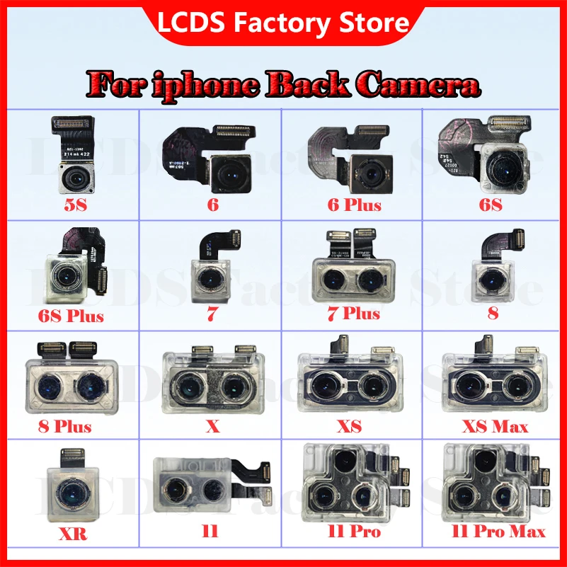 Cámara trasera para iPhone 4S 6S 7 8 Plus, lente principal trasera, Cable flexible, cámara para iphone X XR XS MAX 11 12 PRO - imagen 2