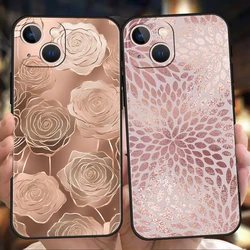 Funda TPU iPhone 16/15/14 Pro MAX/13/12/11 – Lujo Negra Arte Oro Rosa