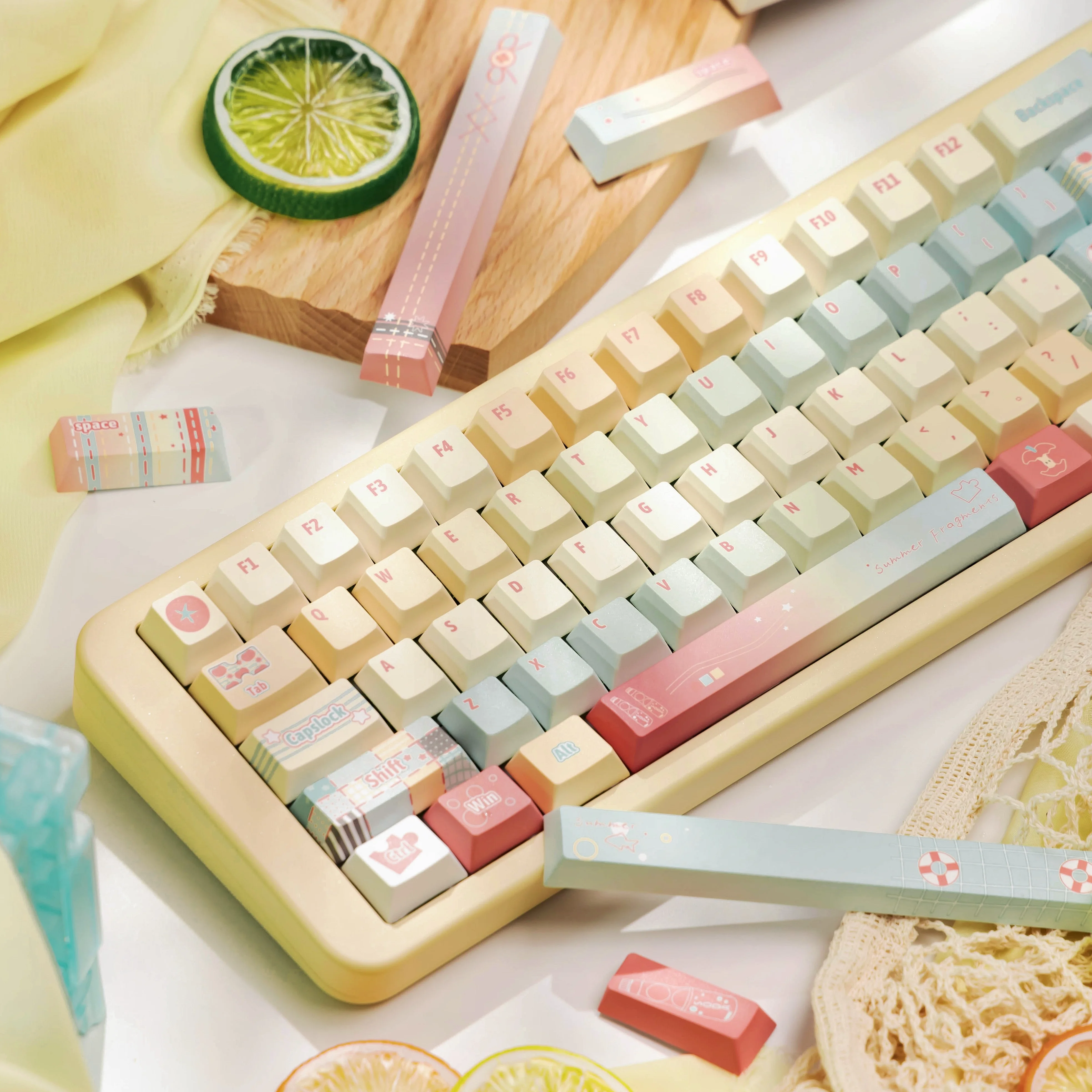 Alice Layout Keycap Soda Theme Cherry & Foa Sublimación Pbt de alta definición Teclas de teclado personalizadas 145 teclas - imagen 4