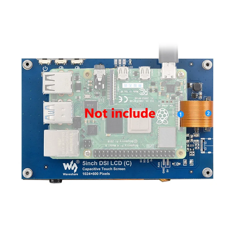 Pantalla táctil capacitiva para Raspberry Pi, pantalla DSI de 5 pulgadas, LCD (C), IPS, 1024x600 - imagen 4