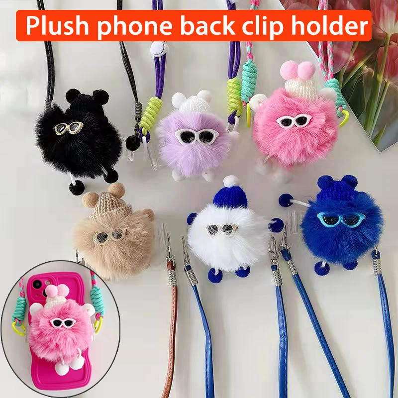 Soporte de cuerpo de mensajero para teléfono, para teléfono soporte cruzado, lindo soporte de Clip trasero de felpa, soporte trasero Universal, cadena colgante