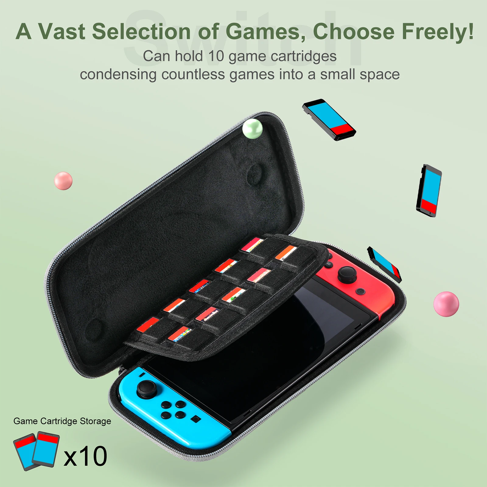 Bolsa de transporte dura para Switch 2, funda protectora de transporte con 10 ranuras para tarjetas para consola Switch 2, almacenamiento de accesorios de juego - imagen 3