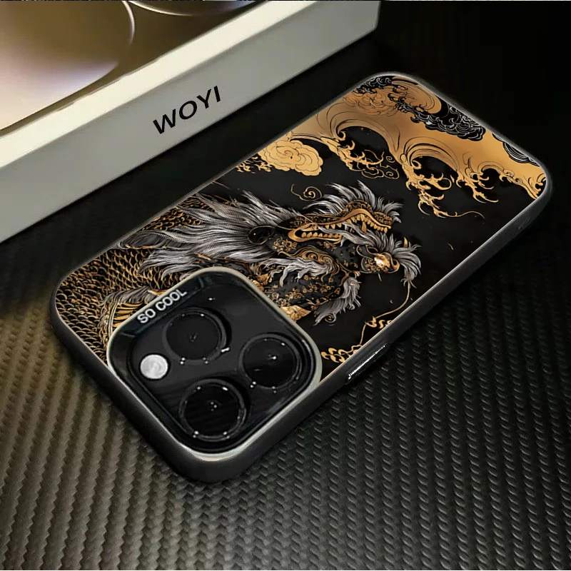 Funda para Samsung Galaxy A16 A15 A55 A54 A56 A36 A35 A05 S24 S23 S22 Ultra Plus S21 S25FE funda de teléfono con diseño de dragón dorado negro - imagen 5