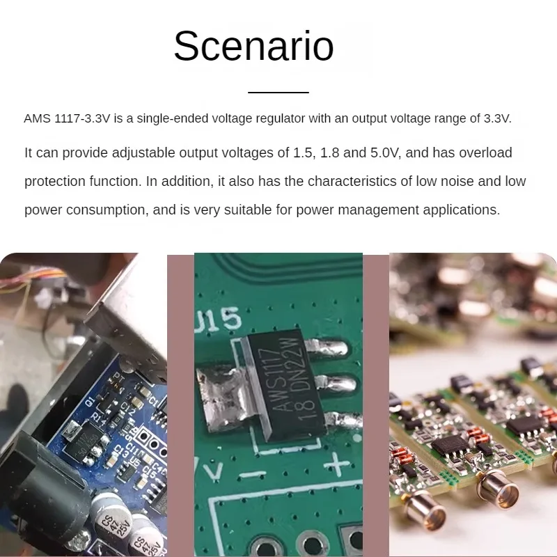 20 piezas AMS117-3.3V 1,5/1,8/5.0vADJ fuente de alimentación regulada ASm1117 IC Buck Chip Sot-223 - imagen 3