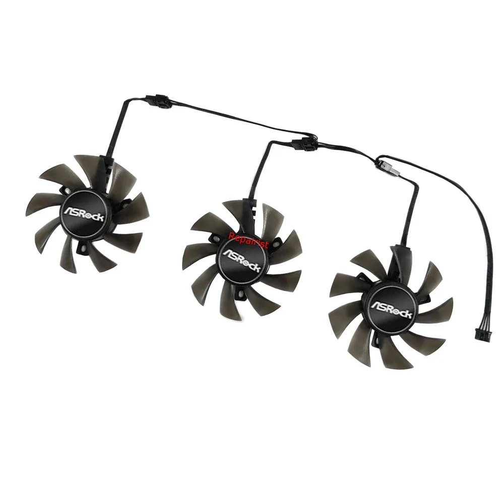 Ventilador de refrigeración para tarjetas de vídeo,GA81S2U, para ASRock RX 5700 XT Challenger Pro 8G OC,para ASRock RX 5600XT Phantom Gaming 6G, ASRock VII 16g, Juego de 3 uds. - imagen 2