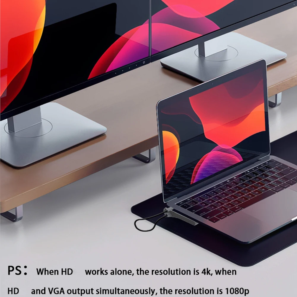 Adaptador tipo C 12 en 1, HUB USB 3,1 a HDMI Dual, compatible con estación de acoplamiento 4K - imagen 4