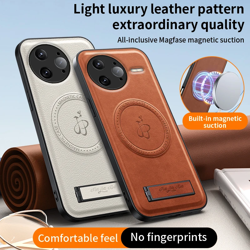 Leather Stand Case for Xiaomi POCO F7 Pro F7 X7 5G Magnetic Holder Cover Mag-safe Charge Shockproof Full Camera Shell Fundas - imagen 2
