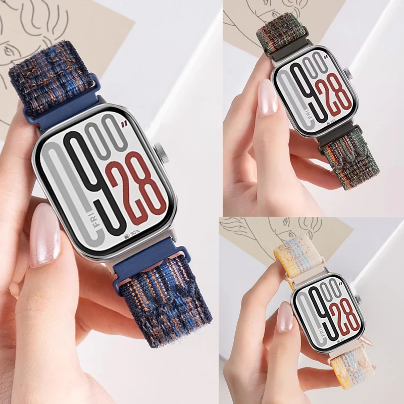 Correa de nailon bordada para Redmi Watch 4 5, pulsera inteligente, Correa para Xiaomi Mi Band 9Pro/Mi Band 8 Pro, Correa deportiva