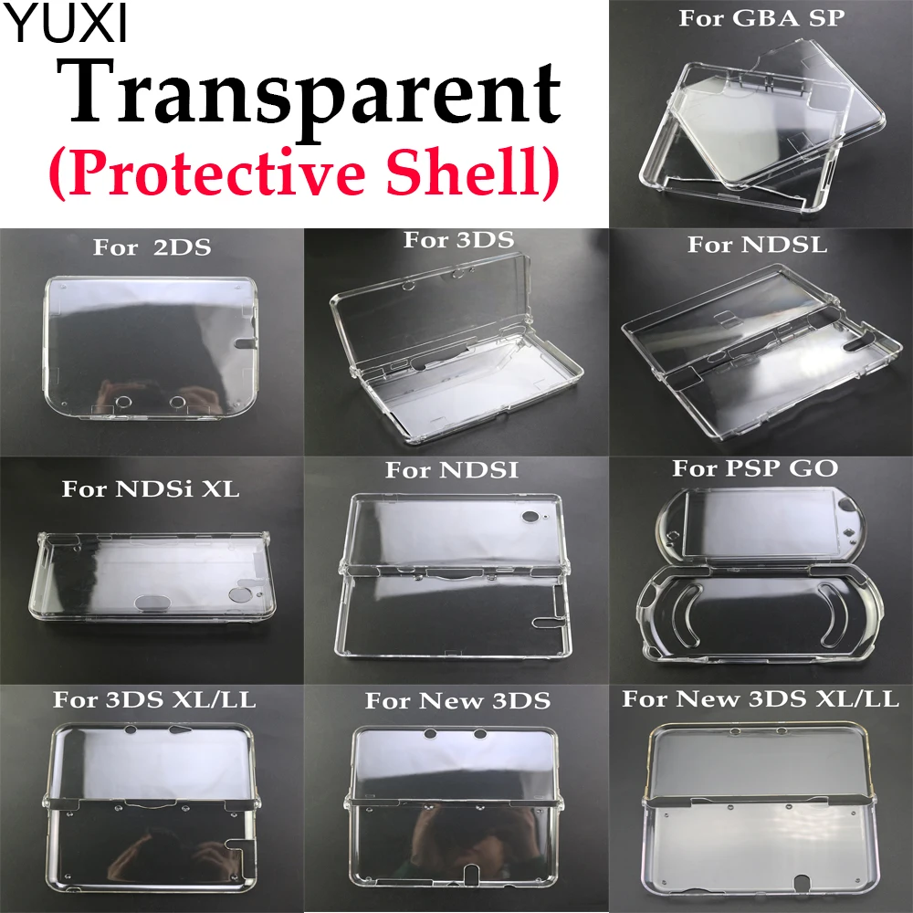 YUXI-funda protectora de cristal duro transparente, Protector de piel para nuevo 3DS XL LL GBA SP PSP GO 2DS 3DS XL NDSL NDSi XL, 1 ud.