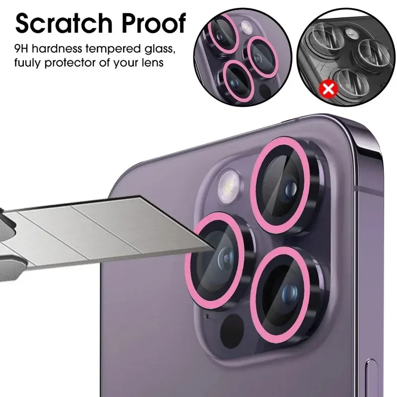 Vidrio de cámara de cerámica luminosa para IPhone 17 Pro Max 16Plus, anillo de película protectora de lente, tapa protectora de brillo de vidrio templado multicolor - imagen 4