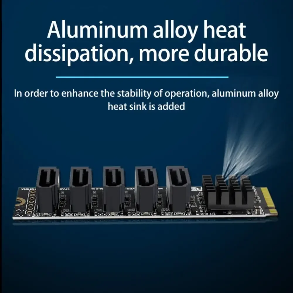 Tarjeta de expansión de chip JMB585 para M.2 MKey PCIe NVMe SSD a 5 puertos SATA III 6 Gb/s - Accesorios de tarjeta adaptadora - imagen 4