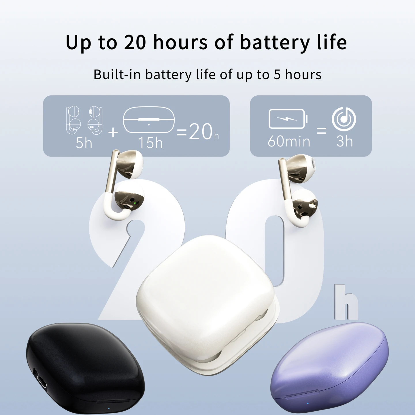 Auriculares inalámbricos OWS Ear-Clip HiFi con Bluetooth 6.0, estilo TWS, con control táctil, deportivos, personalizados, para niñas, con micrófono y reducción de ruido ENC. - imagen 5