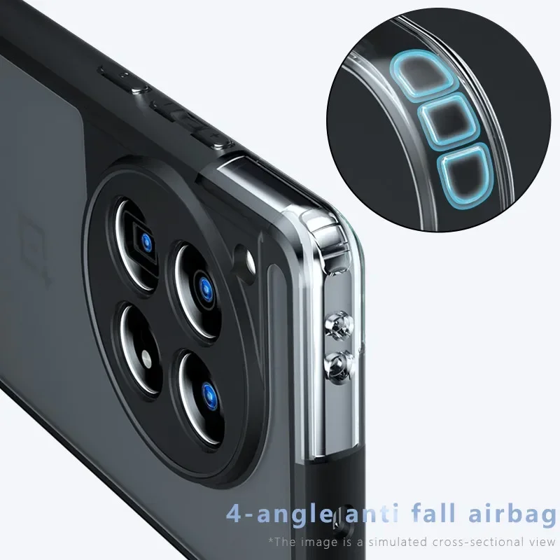 Para OnePlus 12 funda mate ELVEV sensación de piel PC dura transparente + carcasa trasera protectora de TPU - imagen 5