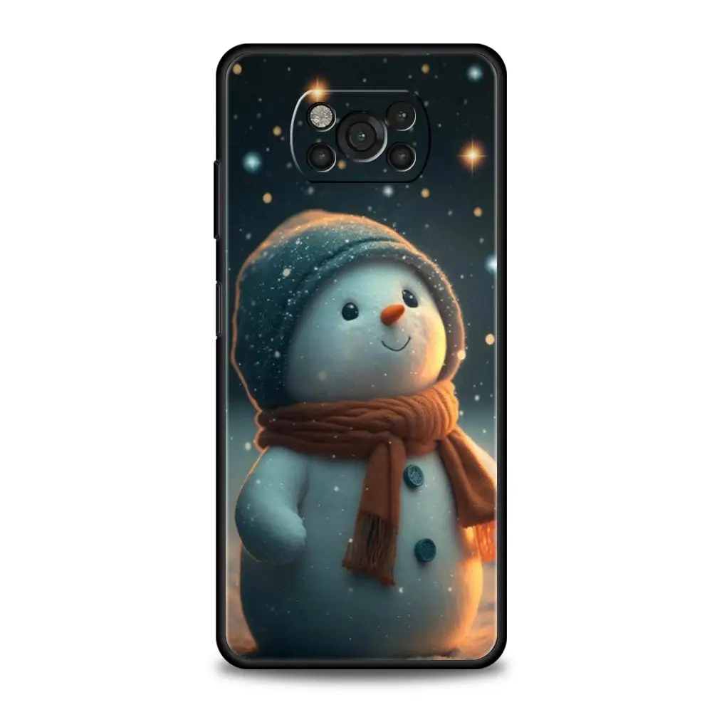 Funda de teléfono para Xiaomi Poco X6 X5 X4 Pro 5G X3 NFC F5 F4 M5 M4 M3 F3 GT C51 C50 C55, cubierta negra suave, estampado gráfico de Navidad - imagen 3
