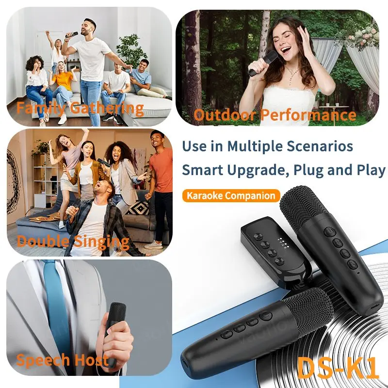 VAORLO-AMPLIFICADOR inalámbrico de bobina móvil para Karaoke, Sistema mezclador KTV DSP de 5,3 MM, con Bluetooth 3,5, AUX, tipo C, DS-K1 - imagen 5