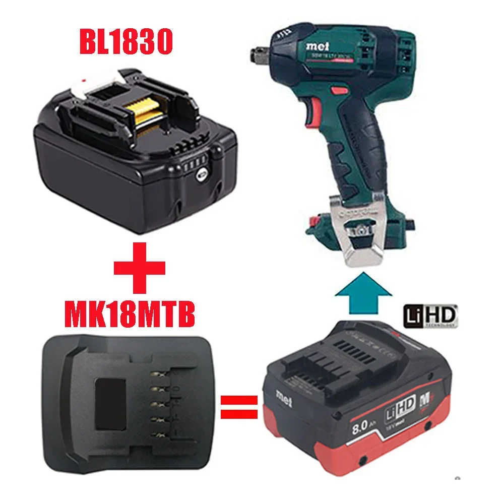 Adaptador de herramienta eléctrica MK18MTB para baterías de iones de litio Makita de 18V, convertir a batería de litio Metabo de 18V para uso de herramientas eléctricas Metabo - imagen 2