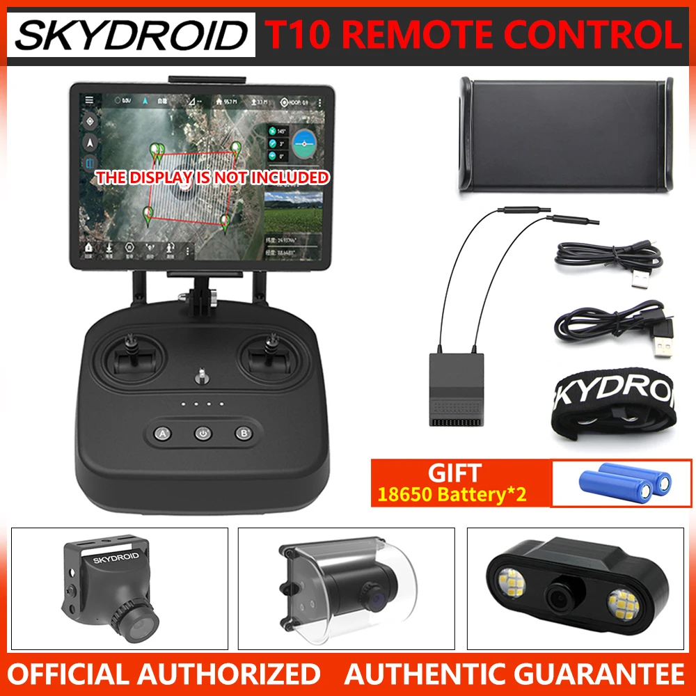 Skydroid T10 Mini cámara con Control remoto 10km transmisión de mapa Digital 4 en 1 con 18650 para Dron de protección de plantas RC