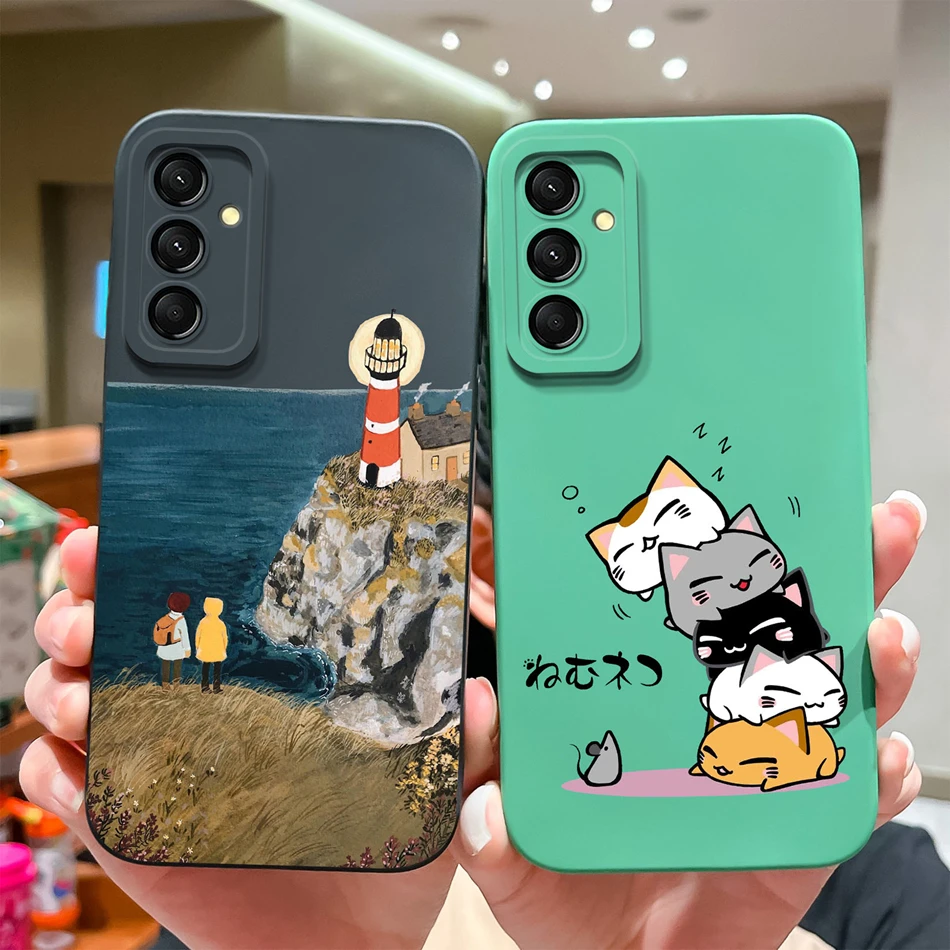 Para Samsung Galaxy M35 5G funda lindo gato cobertura completa carcasa de teléfono para Samsung M 35 Anti caída cubiertas traseras de silicona líquida suave - imagen 2