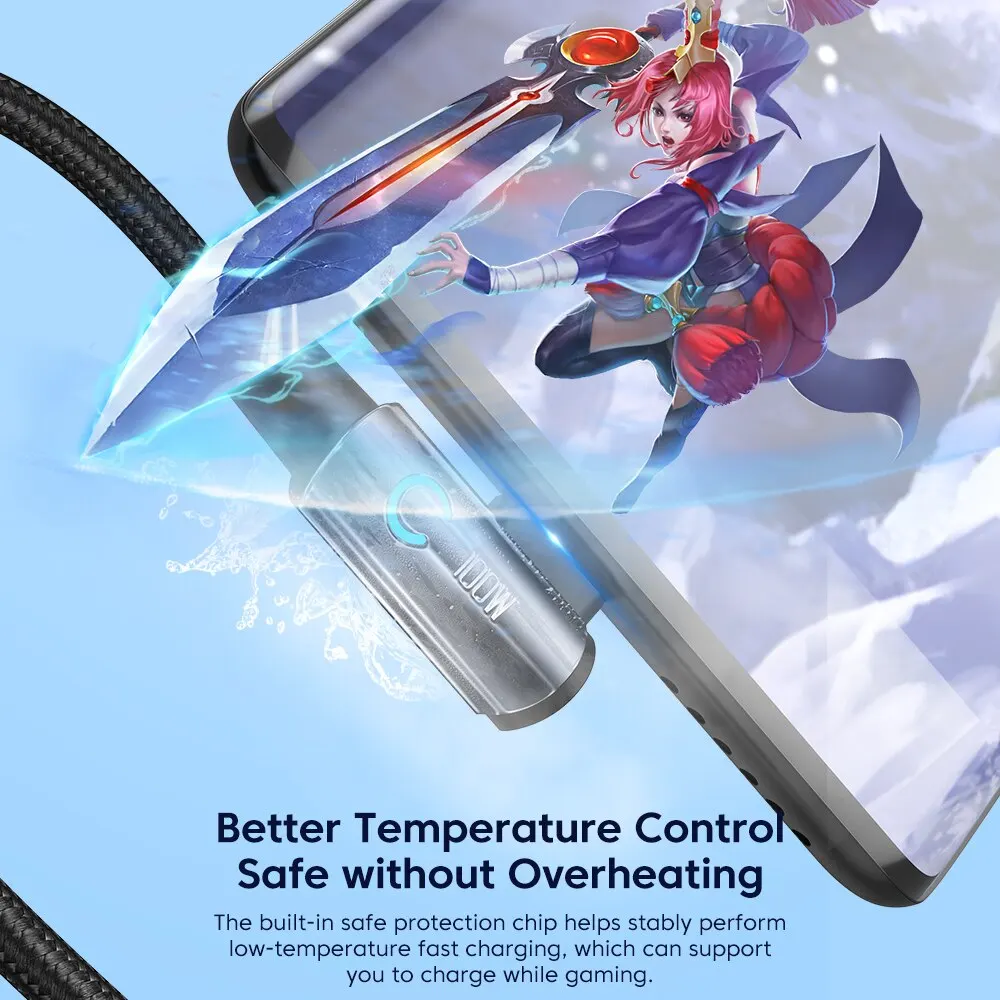 Cable Toocki 6A USB C 90 grados para cable de carga rápida OPPO 100W para Honor Huawei Oneplus Realme cargador cable de datos - imagen 2