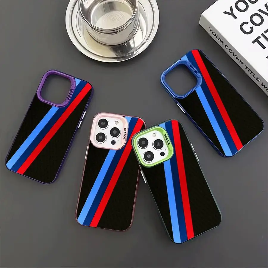 Funda con rayas azules y rojas para Apple iPhone 14Pro XS MAX 12 13 Pro MAX 16Pro 11 XR 14 16e 15 funda blanda 16 Plus 12Pro 11Pro