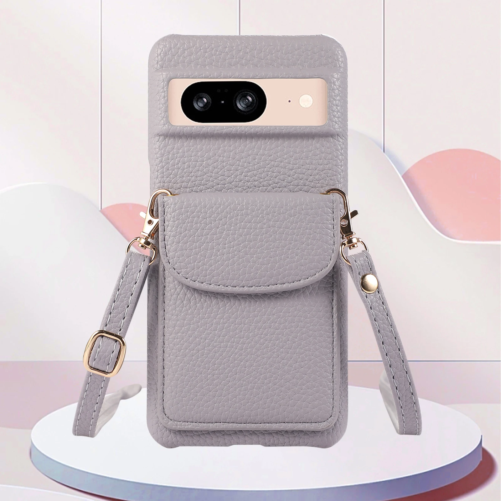 Crossbody Cards Solt Wallet Leather Phone Case For Google Pixel 8 Pro 8A 7A 7Pro Crossbody Long Rope Vertical Pocket Purse Cover
