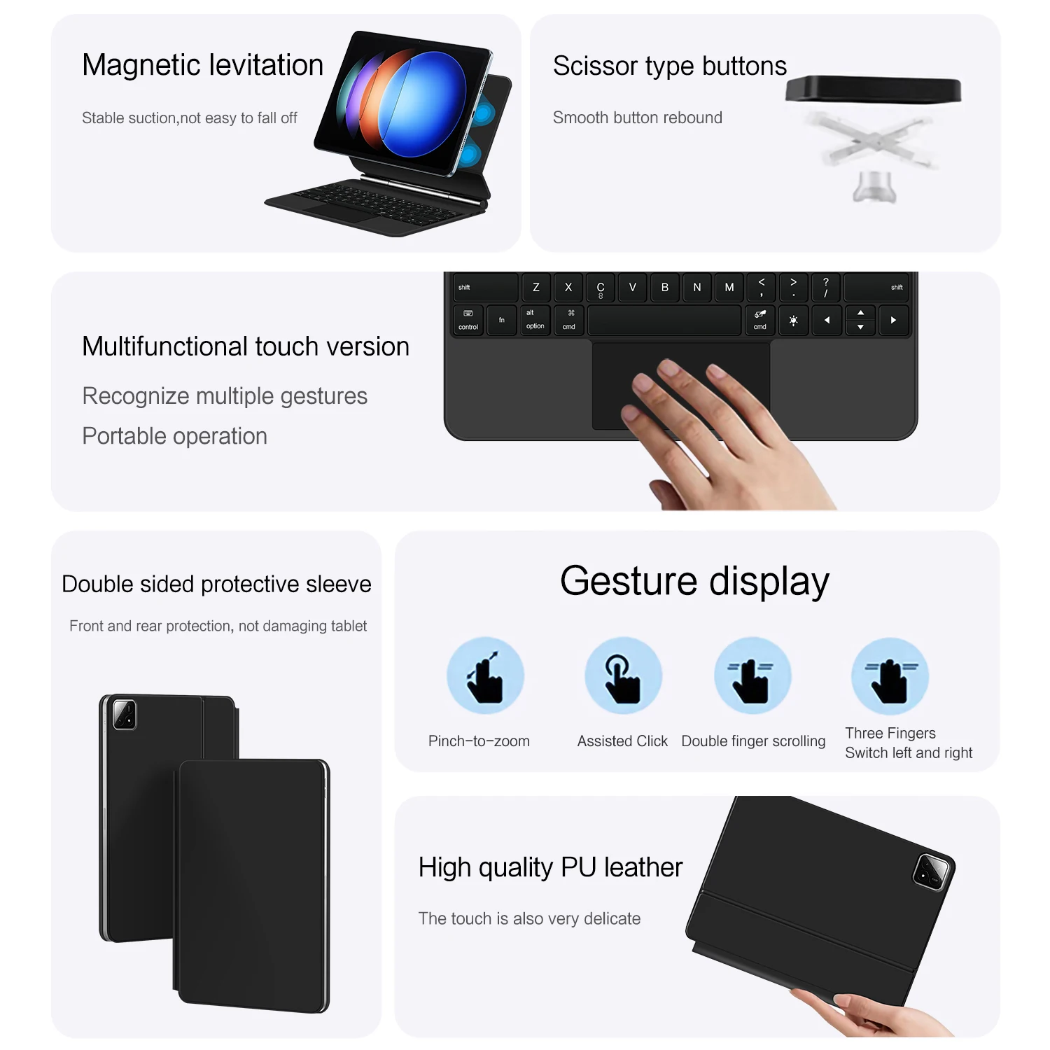 Teclado magnético retroiluminado para Xiaomi Pad 6S Pro 12,4 pulgadas - imagen 4