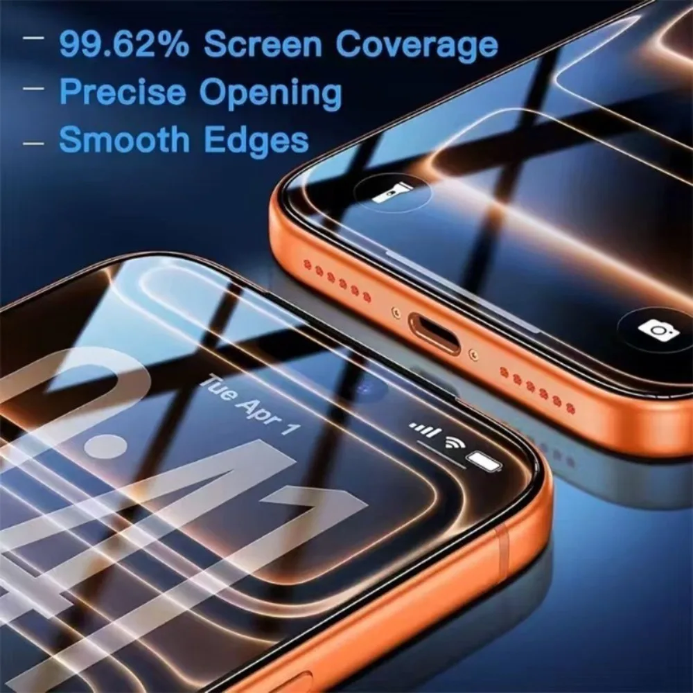 Protector de pantalla de cubierta completa de 3 uds para iPhone 17 16 15 14 Pro Max Air 16 15 Plus 13 12 11 Pro XS XR vidrio de instalación con un clic - imagen 5
