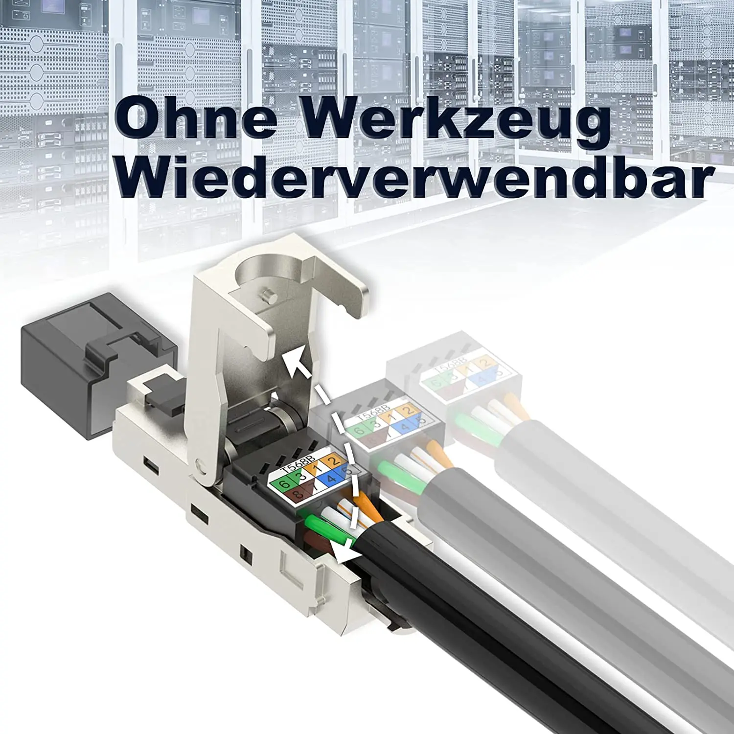 ZoeRax RJ45 CAT8 Cat7 CAT6A Conector sin herramientas, enchufe de terminación RJ45 sin herramientas Reutilizable blindado para cables Ethernet 10Gbps POE - imagen 3