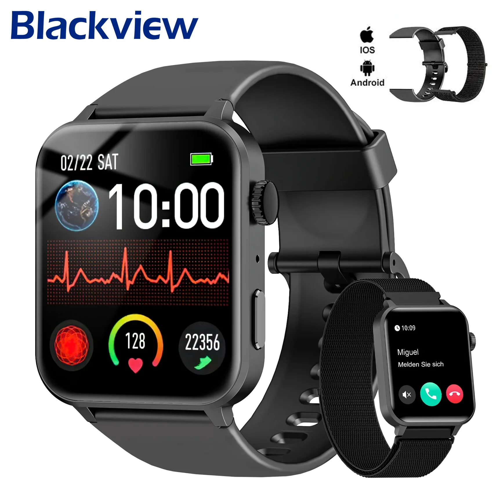 Reloj inteligente Blackview R30pro con Bluetooth, llamada deportiva, pantalla HD de 1,83 pulgadas, Monitor de sueño y salud, reloj inteligente para hombres y mujeres - imagen 3