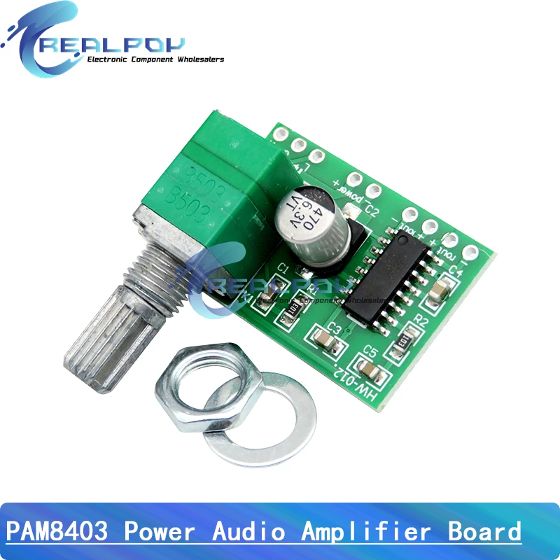 PAM8403 Placa amplificadora de audio de potencia de 5 V 2 canales 3 W W Control de volumen Alimentación USB