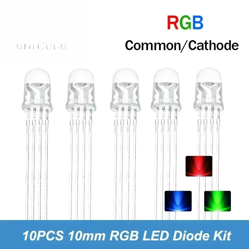 Diodos LED RGB multicolores, indicadores de ánodo común de 5mm, 8mm y 10mm para diseño de circuitos electrónicos, proyectos Arduino DIY, 10-100 Uds. - imagen 5